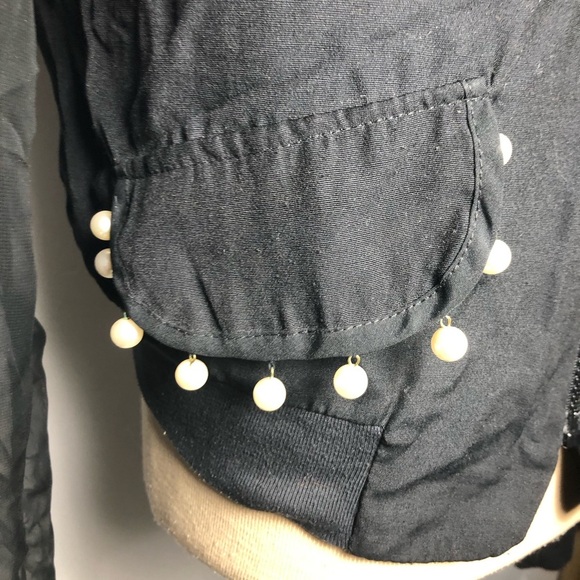 Women’s Vintage LeChateau Black Jacket with Faux Pearls. Size Small. - Picture 2 of 8